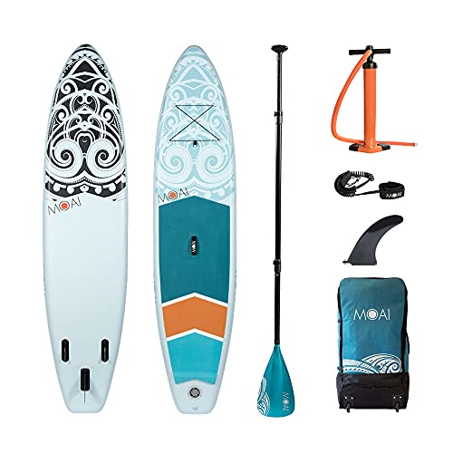 MOAI 11' Stand Up Paddle Board Inflatable SUP Board, 335 x 76 x 15 cm, Complete Package von MOAI
