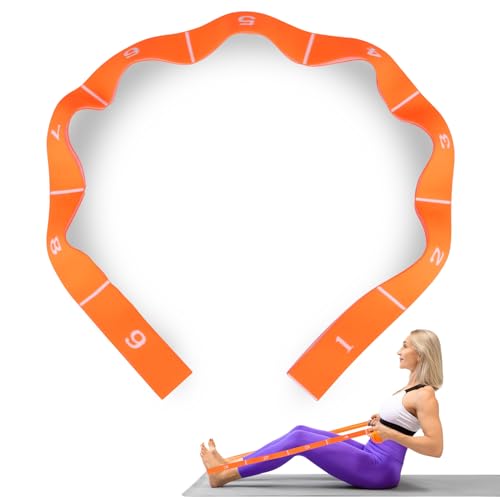 Yoga Stretch Gurt, MOCOBO Stretch Band Gymnastikband mit 8 Schleifen, Fitnessbänder, Hochelastischer Gymnastikband Stretch Gurt Yoga Zubehör von MOCOBO