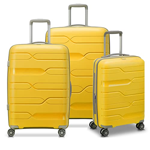 Modo by Roncato MD1 Set mit 3 erweiterbaren Yellow Trolley, gelb, Set di Valigie, Hartschalenkoffer mit erweiterbarem Mittelteil und drehbaren Rollen von MODO BY RV RONCATO