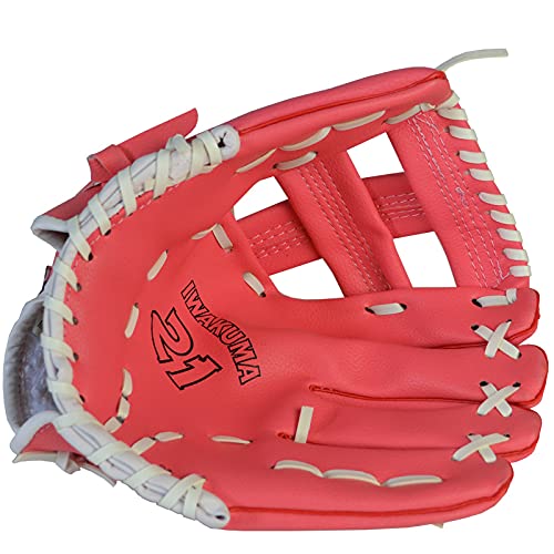 Baseball Handschuhe,PU-Leder Baseball Glove Baseballhandschuh Softball Outdoor Sports Practice Equipment Größe 11.5 / 12.5 Linkshänder für Erwachsene Mann Frau Kindertraining ( Color : Pink(11.5) ) von MOEENS