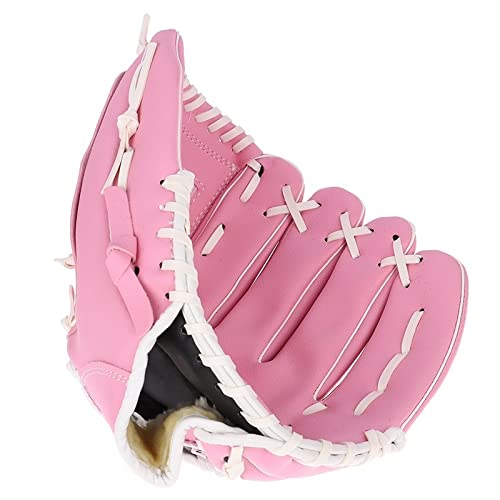 Baseball Handschuhe,PU-Leder Baseball Glove Outdoor-Sport-Baseballhandschuh-Softball-Übungsgeräte Größe 10.5 / 11,5 / 12.5 Linkshänder for Erwachsene-Mann-Frau-Zug ( Color : Pink , Size : 12.5 inches von MOEENS