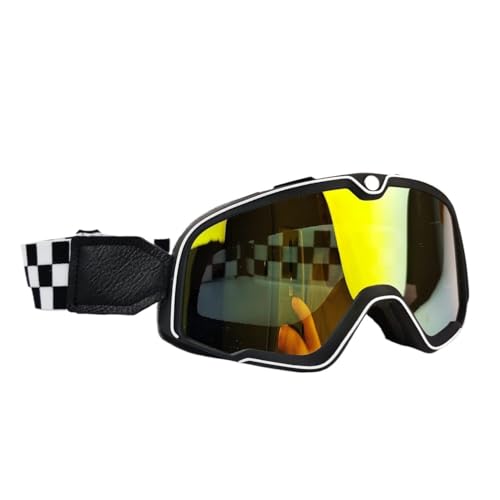 Bike Motocross Goggles,Motorradbrillen Motorrad Brille Ski Brille Motocross Sonnenbrille Vintage Brillen Helm Radfahren Racing Cafe Racer Chopper MTB ATV (Color : BL-Red lens) von MOEENS