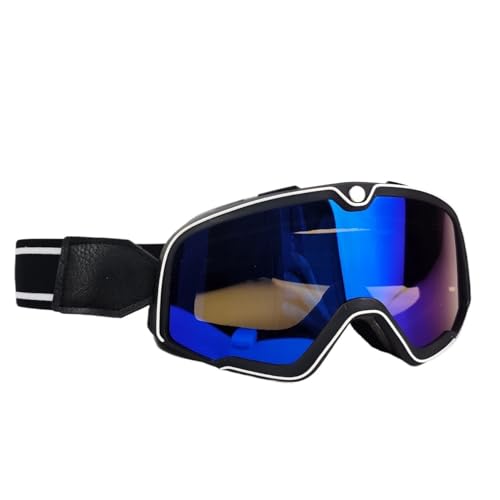 Bike Motocross Goggles,Motorradbrillen Motorrad Brille Ski Brille Motocross Sonnenbrille Vintage Brillen Helm Radfahren Racing Cafe Racer Chopper MTB ATV (Color : BS-Blue lens) von MOEENS