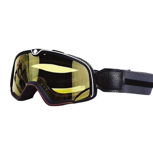 Bike Motocross Goggles,Motorradbrillen Motorrad Brille Ski Brille Motocross Sonnenbrille Vintage Brillen Helm Radfahren Racing Cafe Racer Chopper MTB ATV (Color : BT-Yellow lens) von MOEENS