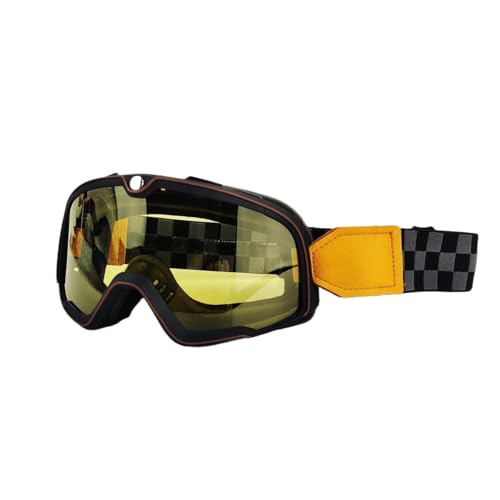 Bike Motocross Goggles,Motorradbrillen Motorrad Brille Ski Brille Motocross Sonnenbrille Vintage Brillen Helm Radfahren Racing Cafe Racer Chopper MTB ATV (Color : OGL-R-Yellow lens) von MOEENS