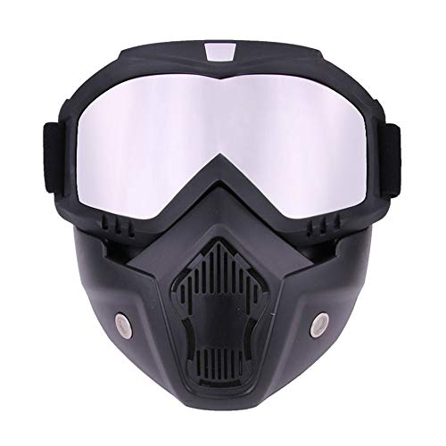 MOEENS Bike Motocross Goggles,Motorradbrillen Staubdichte Motocross-Brille, verstellbare Motorradbrille, atmungsaktiv, Vollgesichtsschutz, Off-Road-Dirt-Bike-Maske (Color : Silver lens) von MOEENS
