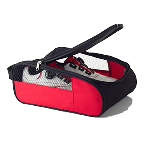 MOEIDO Aufbewahrungsbox für Schuhe Schuhe Tasche Tragbare Reißverschluss Sporttasche Schuhkoffer Atmungsaktive Golf Shoe Bag - Reißverschluss Schuh Träger Taschen Fall Tasche Tasche (Color : Red) von MOEIDO