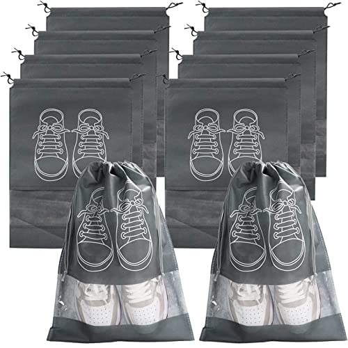 MOEIDO Schuhbeutel 10pcs Shoes Storage Bags Closet Organizer Non-Woven Travel Portable Bag Waterproof Pocket Clothing Classified Hanging Bag(Color:Grijs,Size:M-10PCS) von MOEIDO