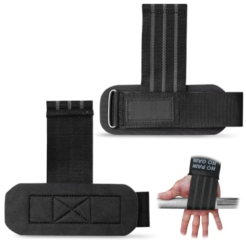 MOERAE Power Zughilfen Krafttraining, Fast Grip Zughilfen Krafttraining mit Handgelenkpolster, Bodybuilding, Fitness, Crossfit, Krafttraining, Powerlifting, Lifting Straps für Frauen Männer, Schwarz von MOERAE