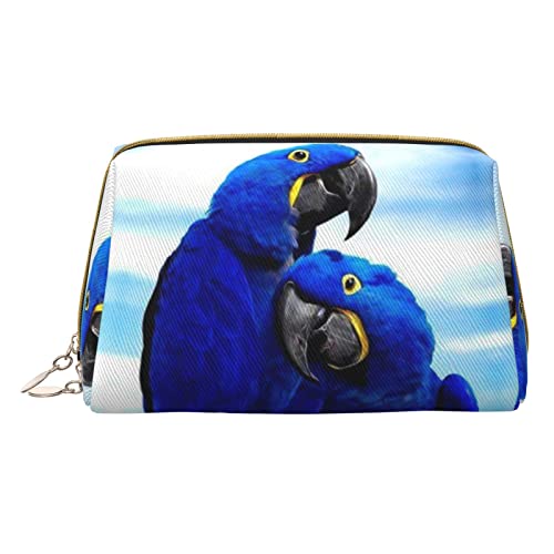 Kleine Reise-Make-up-Tasche für Geldbörse, tragbare Kulturtasche für Frauen und Mädchen, Blau, Umarmung von Papageien in Blau, Einheitsgröße von MOLIAE