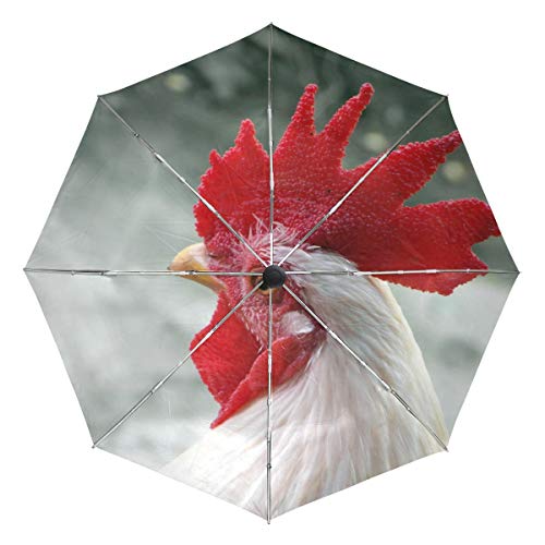 MONTOJ FANTAZIO Reise-Regenschirm, weißes Huhn, automatisch öffnender Regenschirm, leicht von MONTOJ