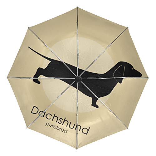 MONTOJ Fantasio Reise-Regenschirm, niedliches Dackel-Design, automatisch, leicht von MONTOJ