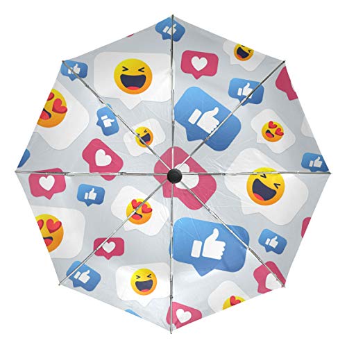 MONTOJ Regenschirm mit Buntem Smiley-Motiv, UV-Schutz mit automatischem Öffnungsknopf von MONTOJ