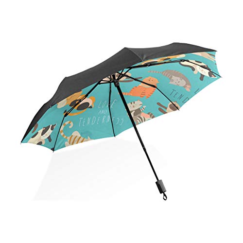 MONTOJ Regenschirm mit Cartoon-Katzenmotiv, UV-Schutz von MONTOJ