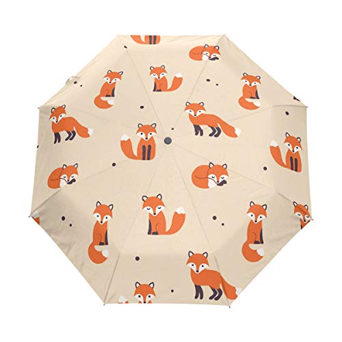 MONTOJ Regenschirm mit Fuchs-Muster, 3-Fach faltbar, UV-Schutz mit automatischer Öffnung von MONTOJ