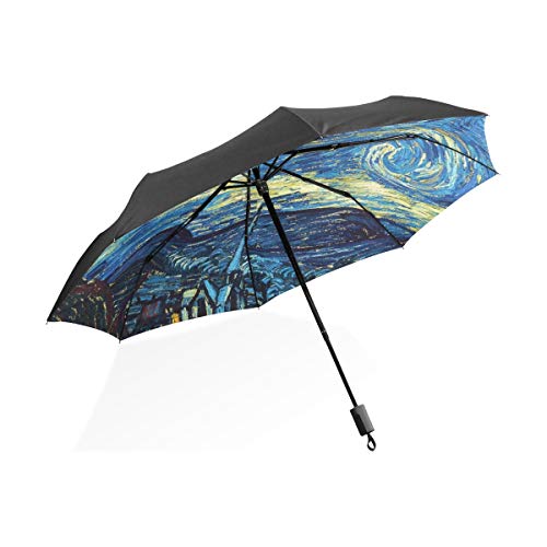 MONTOJ Vincent Van Gogh Regenschirm, Motiv: Sternenhimmel, Sonne und Regen, UV-Schutz. von MONTOJ