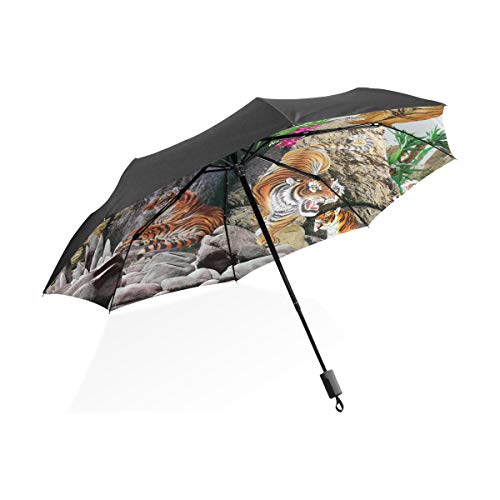 Montoj Regenschirm mit Tigermotiv, UV-Schutz von MONTOJ