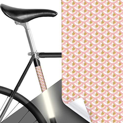 MOOXIBIKE I Reflektor Aufkleber, Panel Art Deco rosé gold reflektierend, Rahmenschutzaufkleber und Sicherungsmarkierung für Fahrrad, Trekkingrad, Mountainbike, Rollator bis circa 15 cm Rahmenumfang von MOOXIBIKE