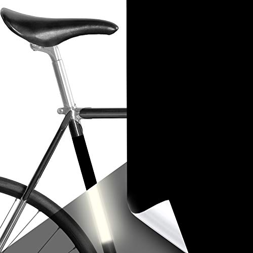 MOOXIBIKE I Reflektor Aufkleber, Panel schwarz black reflektierend, Rahmenschutzaufkleber und Sicherungsmarkierung für Fahrrad, Trekkingrad, Mountainbike, Rollator bis circa 15 cm Rahmenumfang von MOOXIBIKE