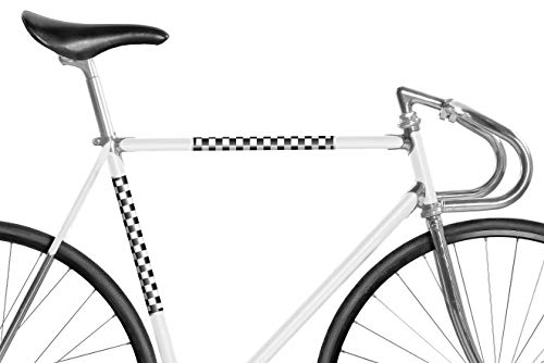 MOOXIBIKE I Reflektor Aufkleber, Panel Racing black white schwarz weiß reflektierend, Rahmenschutzaufkleber und Sicherungsmarkierung für Fahrrad, Rollator bis circa 15 cm Rahmenumfang von MOOXIBIKE