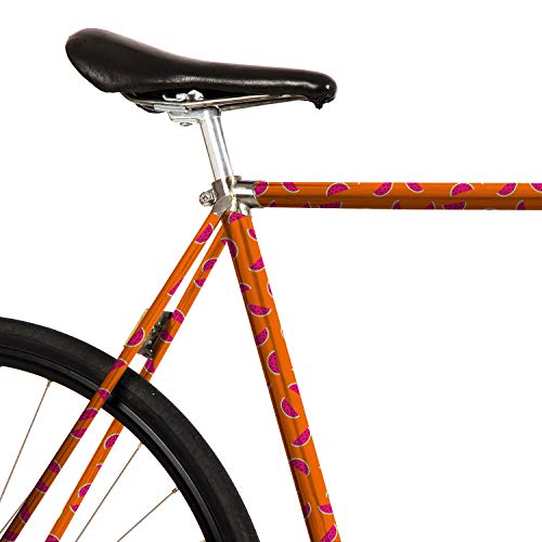 MOOXIBIKE Pink Melon Orange Mini Fahrradfolie mit Muster für Rennrad, MTB, Trekkingrad, Fixie, Hollandrad, Citybike, Scooter, Rollator für circa 13 cm Rahmenumfang von MOOXIBIKE
