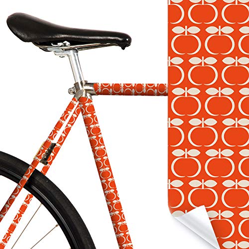 MOOXIBIKE l Apple Love Orange Fahrradfolie mit Muster für Rennrad, MTB, Trekkingrad, Fixie, Hollandrad, Citybike, Scooter, Rollator für circa 13 cm Rahmenumfang von MOOXIBIKE