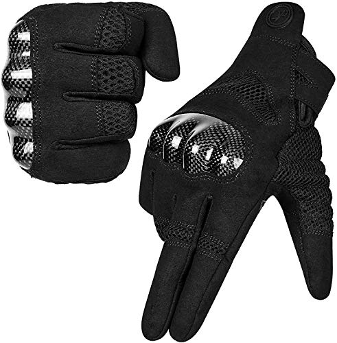 MOREOK Motorradhandschuhe, Touchscreen Motorrad Handschuhe Mit 100% Carbon Harter Knöchelschutz Sport Handschuhe für Herren und Damen-XL von MOREOK