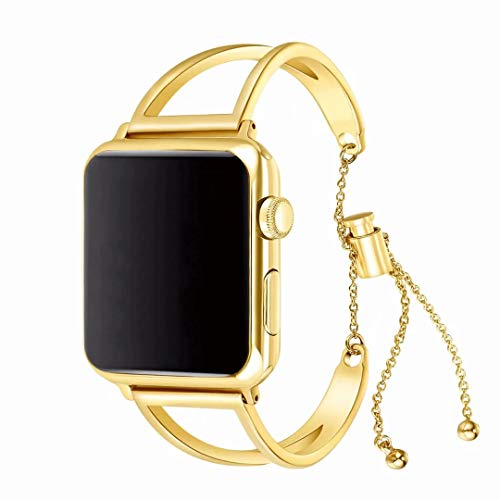 Armband Edelstahl Gold Kompatibel mit Apple Watch Series 3 38mm, Edelstahl Metall Armbänder Strap Replacement Uhrenarmband kompatibel mit Apple Watch 38mm 40mm 41mm 49mm Series 9 8 7 6 SE 5 4 3 2 1 von MOTALER