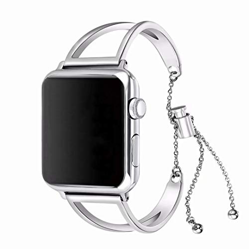 Edelstahl Armband Silber Kompatibel mit Apple Watch Serie 8 41mm, Metall Armbänder Ersatzband Replacement mit Diamant Uhrenarmband kompatibel mit Apple Watch 38mmm 40mm 41mm Serie 9 8 7 6 SE 5 4 3 2 1 von MOTALER