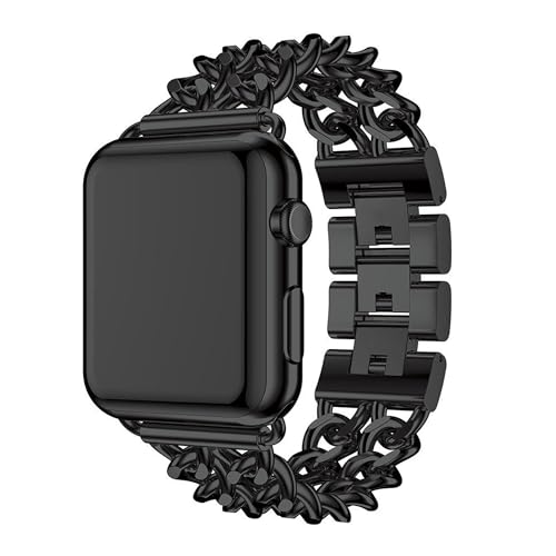 Ersatzband Metall Schwarz Kompatibel mit Apple Watch Serie 3 42mm, Edelstahl Ersatzarmband Replacement Strap Ersatzarmbänder kompatibel für Apple Watch 42mm 44mm 45mm 49mm Series 9/8/7/6/SE/5/4/3/2/1 von MOTALER