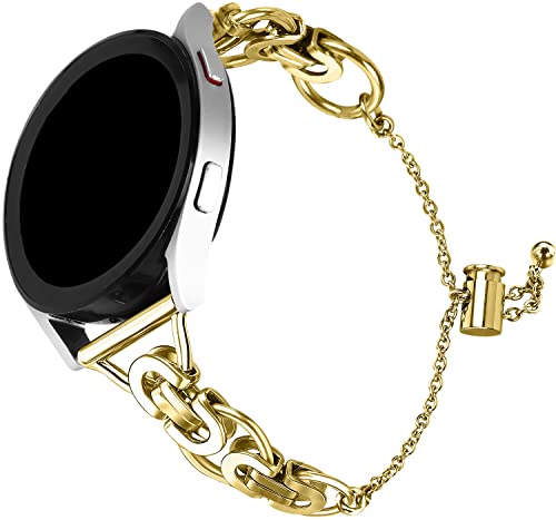 Gold Armband Kompatibel mit Samsung Galaxy Watch 4 (40/44mm)/Watch 4 Classic (42/46mm)/Watch 5 (40/44mm)/Watch 5 Pro 45mm, 20mm Edelstahl Ersatzarmband Armbänder für Galaxy Watch Active 2/Watch 3 41mm von MOTALER