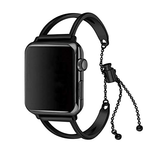 Kompatibel mit Apple Watch SE 40mm Edelstahl Armband Schwarz, Metall Ersatzband Uhrenarmband Replacement Bracelet Diamant Armbänder kompatibel mit Apple iWatch 41mm 40mm 38mm Series 9/8/7/6/5/4/3/2/1 von MOTALER