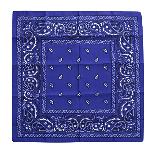 MOTOCO Bandana Kopftuch Halstuch Paisley Muster Einstecktücher Handgelenk Multifunktionstuch für Damen und Herren(55X55CM.Blau) von MOTOCO