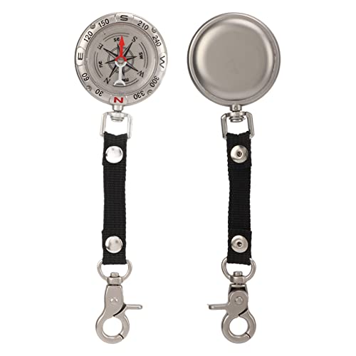 Kompass Schlüsselanhänger, 2PCS Vintage Schlüsselring Anhänger Zinklegierung Taschenkompass Schlüsselanhänger für Outdoor Navigationswerkzeuge (Silber - 2 STK) von MOUMOUTEN