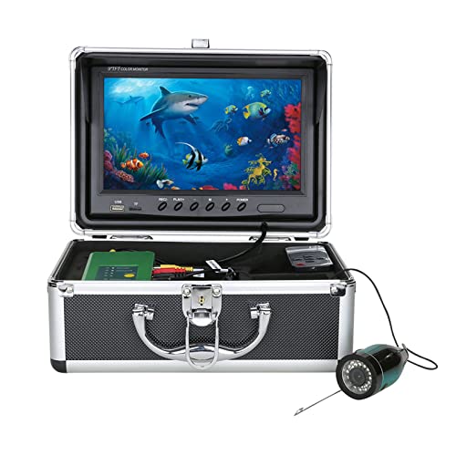 Unterwasserkamera für Fischerei, DVR, LCD-Monitor, 7 Zoll (17,78 cm), HD 1080P, Unterwasserkamera, 15 m, Echofinder zum Angeln auf Eis, See und Boot (30 m, 9 Zoll) von MOUNTAINONE