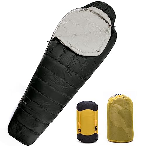 MOUNTAINTOP Mumienschlafsack Daunenschlafsack Ultraleicht Schlafsack Winter Kleines Packmaß für Outdoor Camping Reise Zelten oder Indoor von MOUNTAINTOP