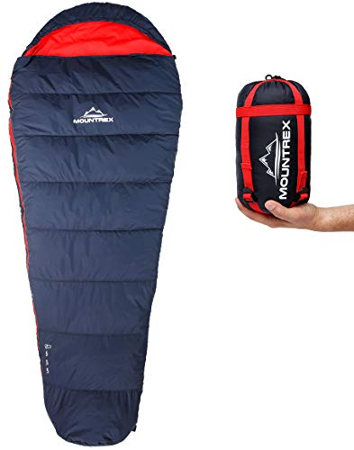 MOUNTREX® Schlafsack - Kleines Packmaß & Ultraleicht (760g) - Outdoor Sommer Schlafsack, Mumienschlafsack (205x80cm) - Kompakt, Warm und Leicht für Camping, Reise oder Festival - Koppelbar von MOUNTREX