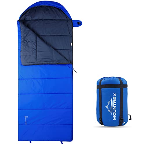 MOUNTREX® Schlafsack für Camping & Outdoor -5°C / 10°C - Deckenschlafsack (205 x 75cm) - 3 Jahreszeiten - Leicht & Warm (1.6 Kg) - Erwachsene, Damen und Herren – Koppelbar (RV - Links, Blau) von MOUNTREX