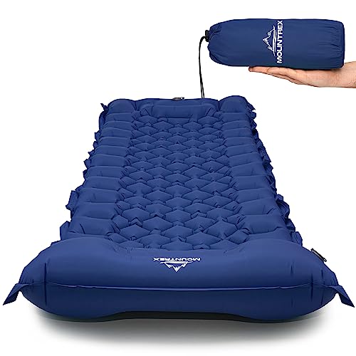 MOUNTREX Isomatte - Outdoor, Camping Luftmatratze - Ultraleicht & Kleines Packmaß (700g) - Aufblasbare Matratze, Schlafmatte mit Fußpumpe - Faltbar & Koppelbar (Blau) von MOUNTREX