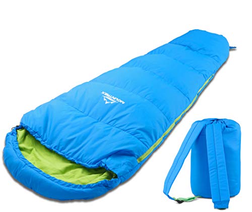 MOUNTREX Kinderschlafsack - Tragbar wie EIN Rucksack - Schlafsack für Kinder (175 x 70 x 45 cm) - Outdoor, Reise, Zelten, Camping – Mumienschlafsack Leicht & Kompakt - 100% Baumwolle Innenfutter von MOUNTREX