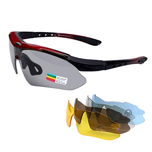 MOVIGOR Sportbrillen Fahrrad Brillen Damen Herren Polarisierte UV400 Schutz mit 5 Wechselgläser Radbrillen für Outdoor-Sport Radfahren Motorradfahren Laufen Angeln Golf von MOVIGOR