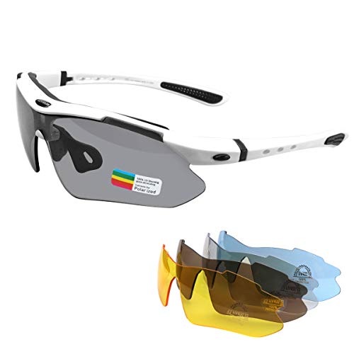 MOVIGOR Sportbrillen Fahrrad Brillen Damen Herren Polarisierte UV400 Schutz mit 5 Wechselgläser Radbrillen für Outdoor-Sport Radfahren Motorradfahren Laufen Angeln Golf von MOVIGOR