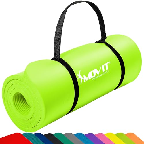 MOVIT Gymnastikmatte, hautfreundlich und phthalatfrei, in 3 Größen und 12 Farben - Auswahl: 183cm x 60cm x 1,0 cm in hellgrün von MOVIT