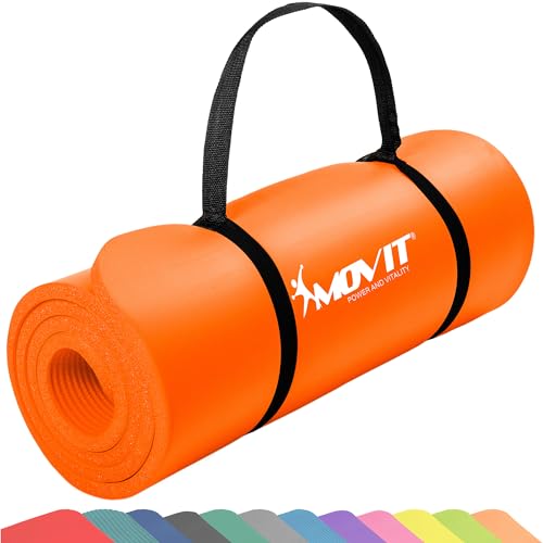 MOVIT Gymnastikmatte, hautfreundlich und phthalatfrei, in 3 Größen und 12 Farben - Auswahl: 183cm x 60cm x 1,0cm in orange von MOVIT