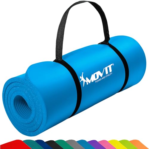 MOVIT Gymnastikmatte, hautfreundlich und phthalatfrei, in 3 Größen und 12 Farben - Auswahl: 190cm x 100cm x 1,5cm in himmel-blau von MOVIT