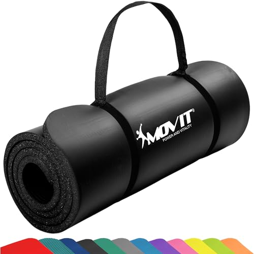 MOVIT Gymnastikmatte, hautfreundlich und phthalatfrei, in 3 Größen und 12 Farben - Auswahl: 190cm x 100cm x 1,5cm in schwarz von MOVIT