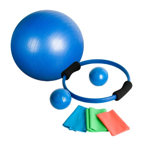 MOVIT 7-teiliges Yoga-Set, Pilates-Set, inkl. 1x Gymnastikball, 2X Medizinball, 1x Pilatesring, 3X Gymnastikbänder von MOVIT
