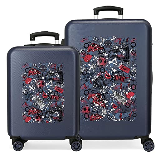 Movom Free Time Koffer-Set, mehrfarbig, 55/65 cm, starres ABS, seitliches Zahlenschloss, 56 l, 6 kg, 4 Räder, Handgepäck von MOVOM