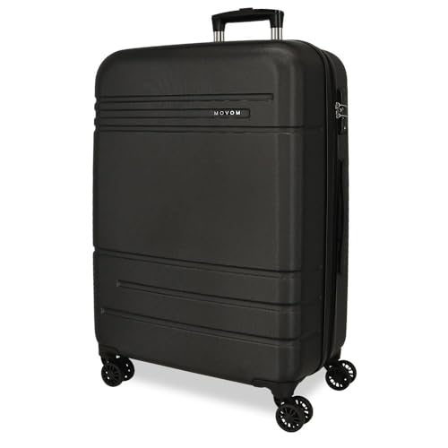 MOVOM Galaxy Koffer, mittelgroß, Schwarz, 48 x 68 x 27 cm, ABS, seitlicher Kombinationsverschluss, 74 l, 3,86 kg, 4 Doppelrollen, Schwarz, Mittelgroßer Koffer von MOVOM