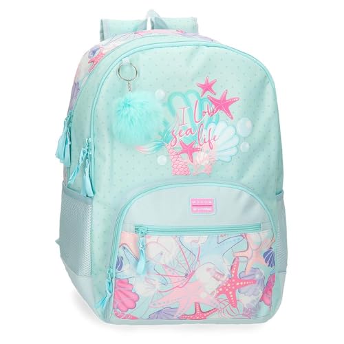 MOVOM I Love Sea Life Schulrucksack, Blau, 33 x 44 x 17 cm, Polyester, 25,81 l von MOVOM